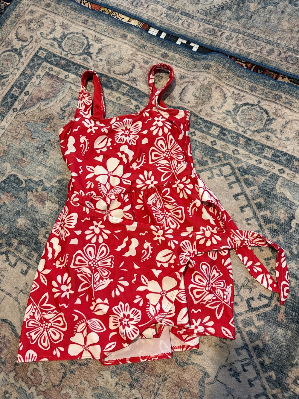 Full coverage wrap Swimsuit Tropical Floral Tank Dress